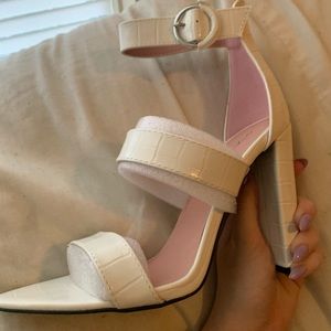 SOLD. White Block Heels Sz. 8